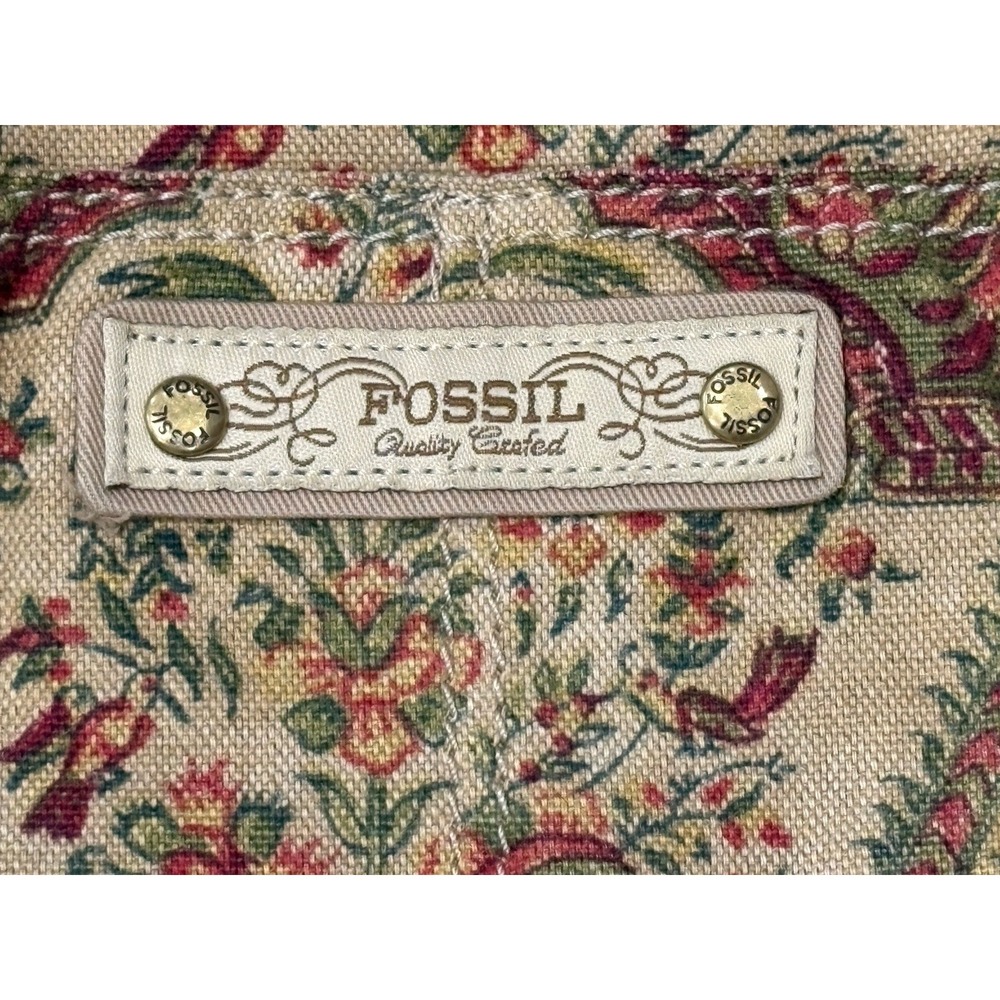 Fossil Medium Canvas Floral Shoulder Crossbody Bag Adjustable Vintage READ! - Picture 4 of 16
